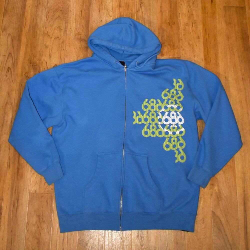 686‎ Blue Full Zip Knit Hooded Jacket Sz XL